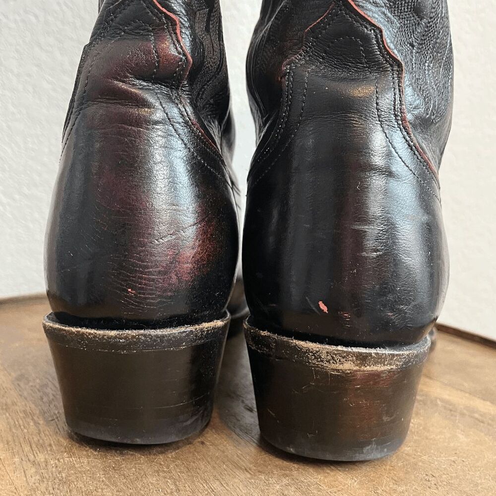 Lucchese 2000 Cowboy Western Boots Exotic Kangaroo Black Cherry Men's Size 9 - Picture 8 of 12